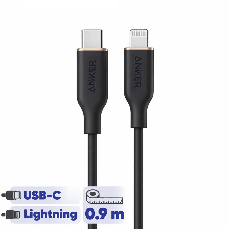 کابل تبدیل USB-C به لایتنینگ انکر مدل Power Line III Flow A8662 طول 0.9 متر Orginal