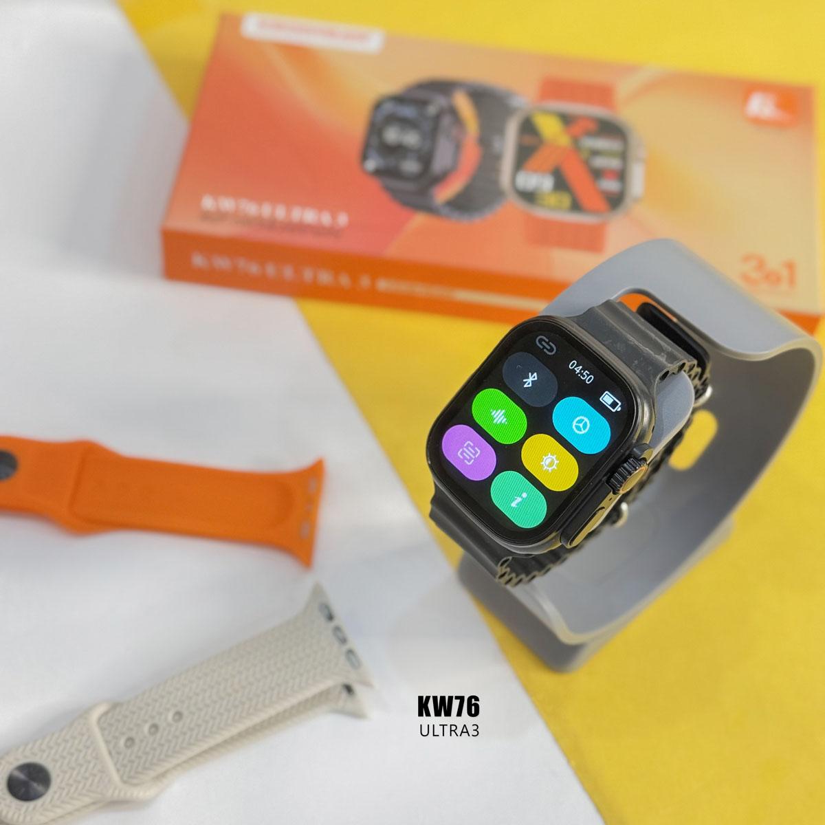 ساعت هوشمند KW85 Ultra 3  با 7 بند مختلف 49 میلیمتری مشکی