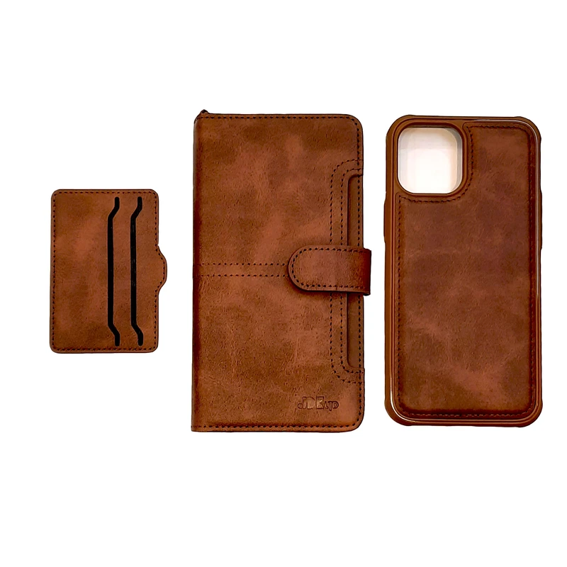کاور چرمی jdk مناسب برای گوشی موبایل اپل iPhone 12 pro & iPhone 12 به همراه جای کارت و کیف مگنتی