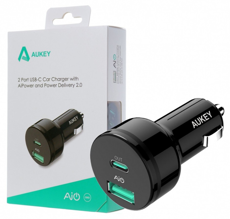 شارژر فندکی آکی مدل CC-Y7 دو پورت 36وات با  فناوری Power Delivery 2.0